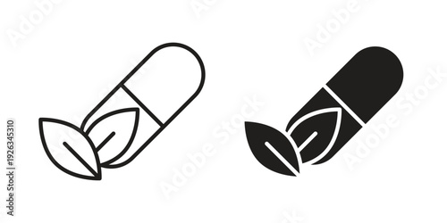 Herbal capsule icons with different styles. Vector logo illustration simple design.