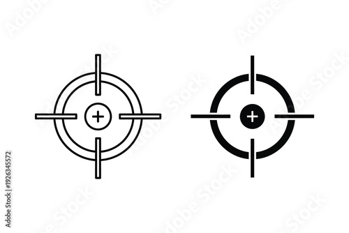 Crosshair Target Icon Set: Aiming and Precision in Outline and Silhouette