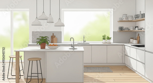 Modern White Kitchen Interior Design.