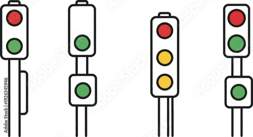 set of traffic light icons