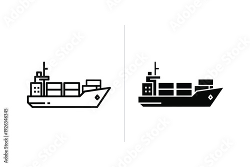 Cargo Ship Icon | Global Logistics, Shipping & Freight Transportation Vessel