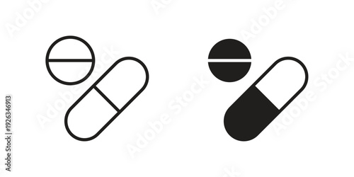 Medicine pills icons with different styles. Vector logo illustration simple design.