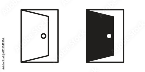 Open door icons with different styles. Vector logo illustration simple design.