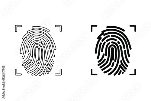 Biometric Fingerprint ID Scanner Vector Icon - Secure Identity Authentication