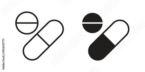 Painkiller pills icons with different styles. Vector logo illustration simple design.