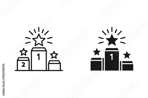 First Place Podium Icon with Star - Success and Victory Symbol