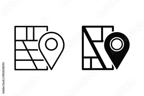 Map Location Pin Icons - Navigation and Geographic Pointer Symbols