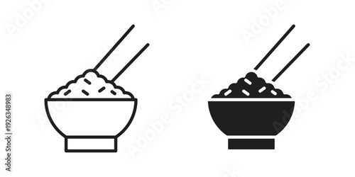 Rice bowl icons with different styles. Vector logo illustration simple design.