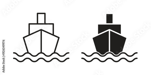 Ship icons with different styles. Vector logo illustration simple design.