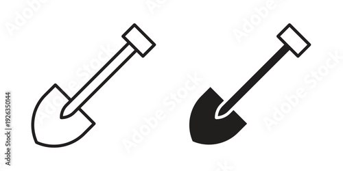 Shovel icons with different styles. Vector logo illustration simple design.