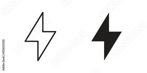 Thunder bolt icons with different styles. Vector logo illustration simple design.