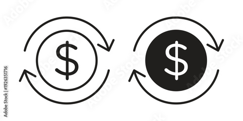 Turnover icons with different styles. Vector logo illustration simple design.