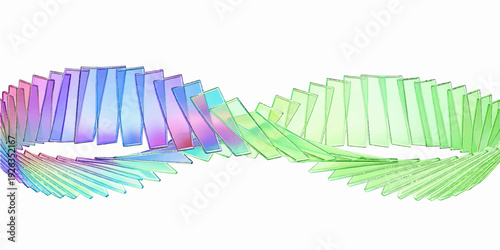 A colorful 3d render of a DNA helix designed like a school art project using a stack of many rainbow colored plasticine clay objects and red drawing pens