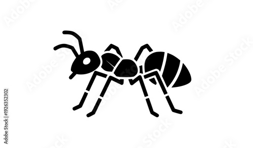 Ant Black and White Flat Vector Icon Design
