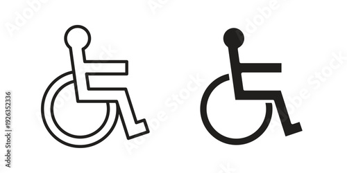 Wheelchair icons with different styles. Vector logo illustration simple design.