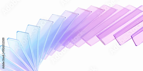 An abstract purple and white paper vector background featuring 3d wave shapes, colorful business chart arrows, and a light rainbow pattern for a creative cover design