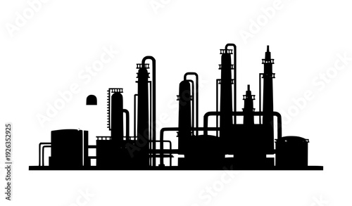 Oil Refinery Flat Vector Icon Energy Industry Symbol