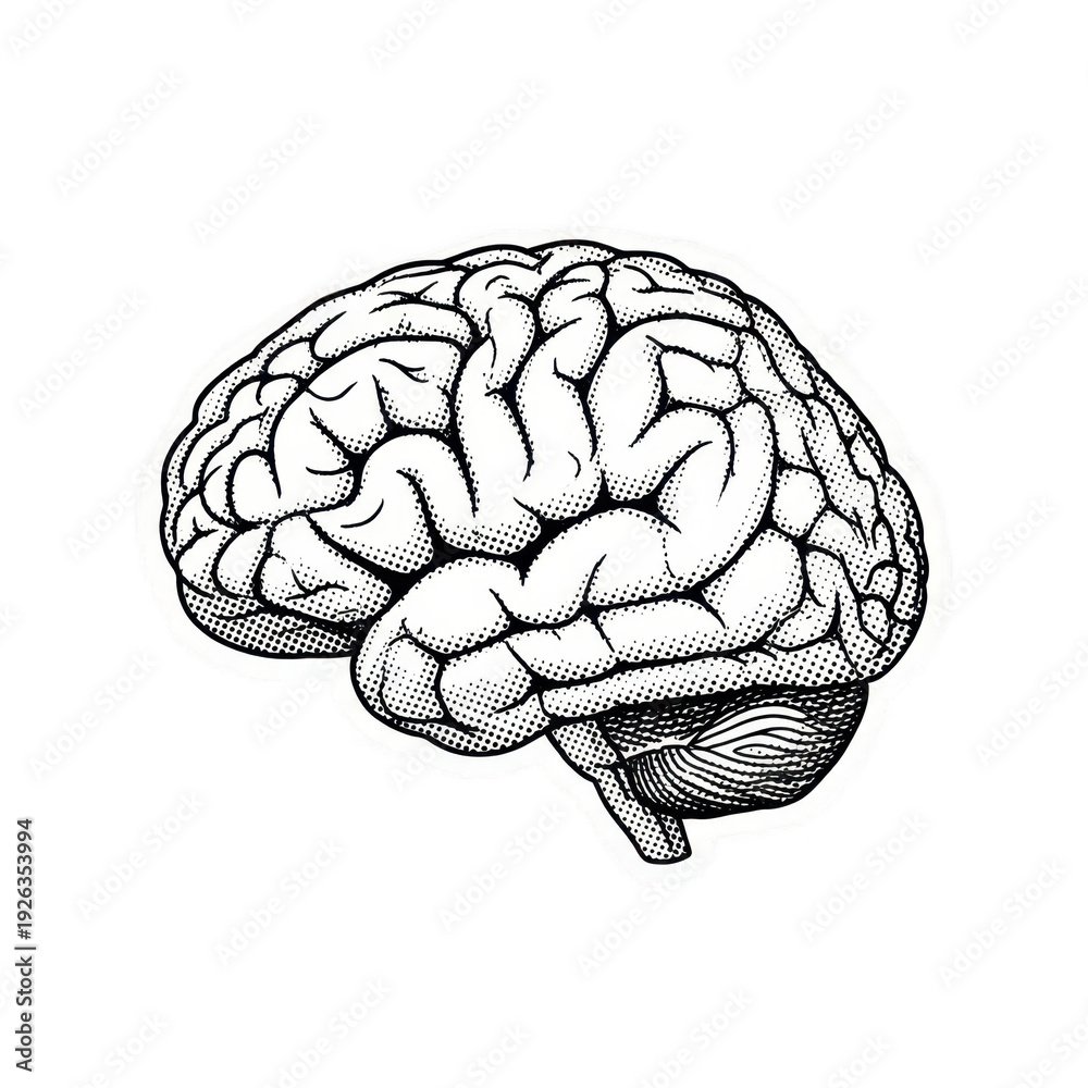 Fototapeta premium Detailed illustration of the human brain with highlighted regions