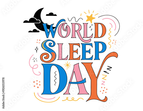 WORLD SLEEP DAY vector illustration isolated on white background