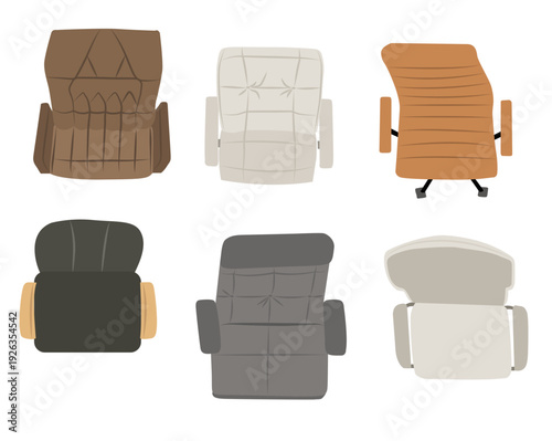 Office chair top view ergonomic swivel chair vector isolated