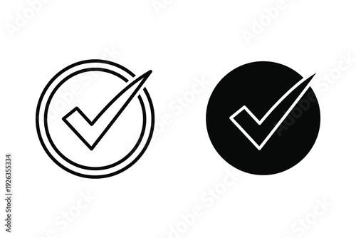 Check Mark Icon: Outline and Silhouette for Approval and Success