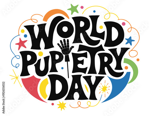 WORLD PUPPETRY DAY vector illustration isolated on white background