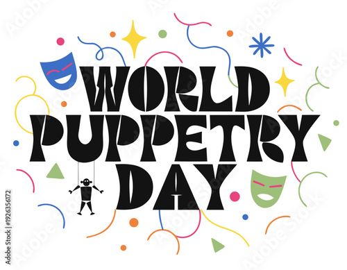 WORLD PUPPETRY DAY vector illustration isolated on white background
