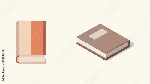 Stylized vector illustrations of two books, symbolizing the timeless pursuit of knowledge, education, and the joy of reading in a clean, modern aesthetic