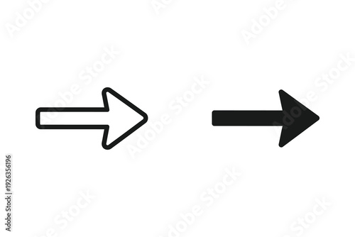 Directional Right Arrow Icon Outline and Solid Black for Navigation