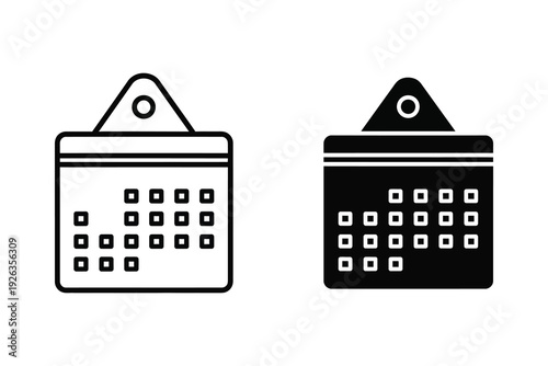 Canvas-taulu Outline and Solid Calendar Icons with Hanging Hook