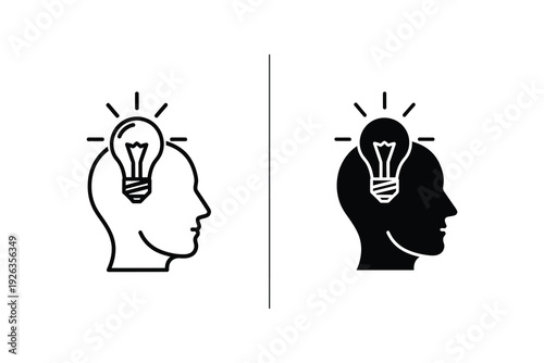 Lightbulb Idea Icon - Innovation and Creativity Concept in Silhouette