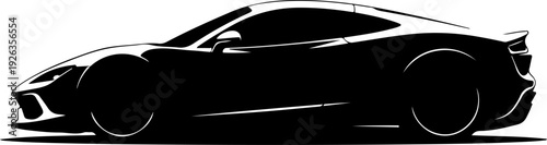 Black Car Silhouette Collection – Modern Vehicle Side View Isolated on White Background