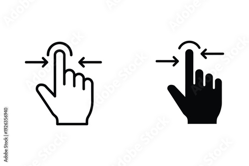 Pinch Zoom In or Out Gesture Vector Icon with Arrows | Modern Touch Screen Interaction Symbol