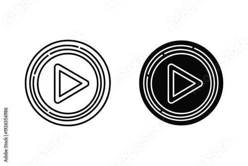 Play Button Icon Set - Media Player and Video Start Symbol