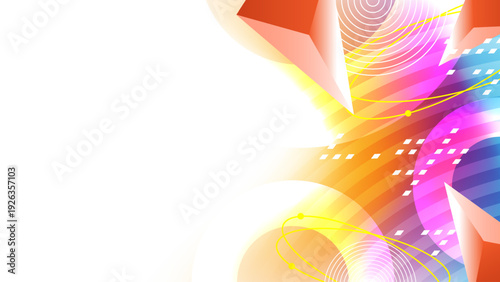 Abstract futuristic geometric shape. Vibrant gradient color and copyspace website banner style
