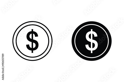 Dollar Coin Icon Representing Money, Finance, and Economic Transactions