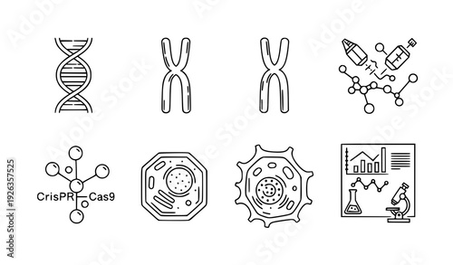 Molecular biology genome outline icon collection