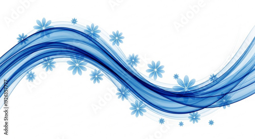 Winter wave design with blue snowflakes on white background frosty graphic element for seasonal decoration