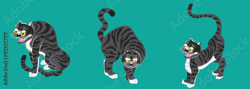 Korean Traditional Folk Art Tiger Illustration, Vector Graphic of Joseon Dynasty Style Tiger.