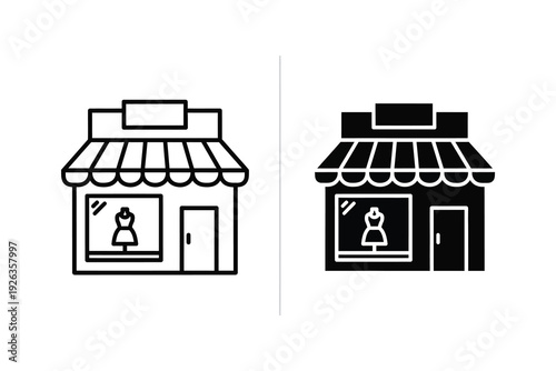 Shop Front Icons: Retail Store, Business, and Commerce Symbols