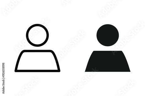 Simple User Icon Outline and Solid Black Silhouette