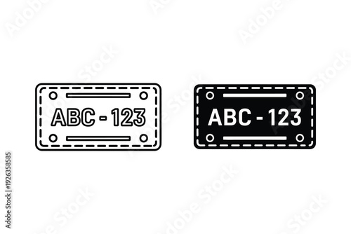 Vehicle Car License Plate Icon Vector - Registration and Automotive Identification