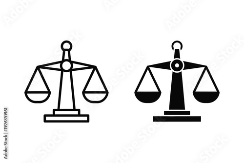 Scales of justice icon in outline and solid black styles