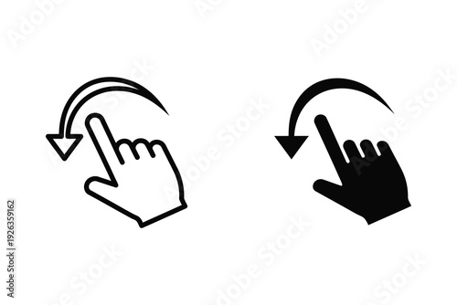 Swipe gesture icon for touch screens, outline and filled versions