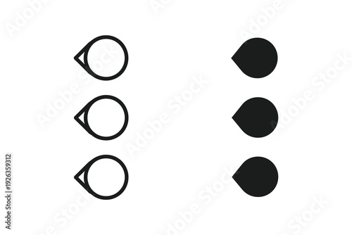 Eye icon set for vision and view, outline and solid fill