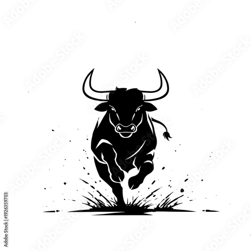 bull. bull simple black and white line art vector logo