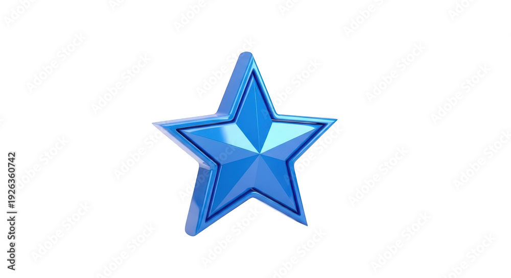 Obraz premium A three-dimensional blue metallic star shape with sharp edges