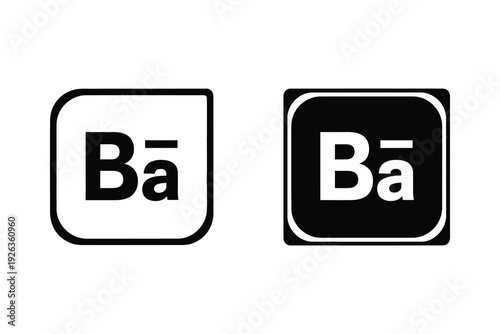Baa character icons in outline and solid black, representing sound or music