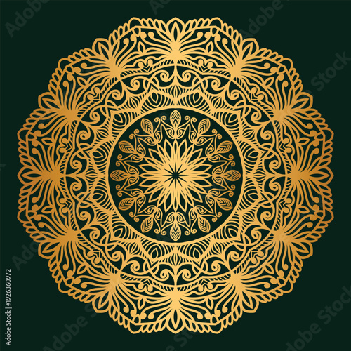 Vintage Luxury Golden Mandala Arabesque Islamic Pattern For Wedding Invitation