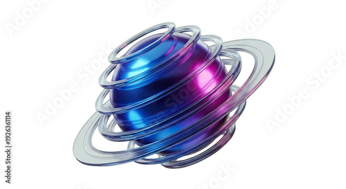 Abstract Planet with Swirling Rings